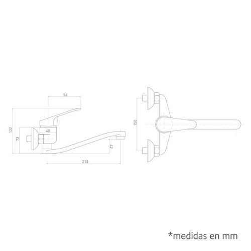 Grifo Monomando Fregadero para Pared Bajo serie Pacific Artic - 3