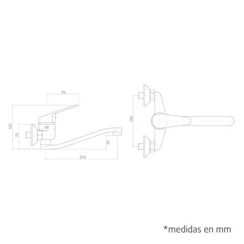 Grifo Monomando Fregadero para Pared Bajo serie Pacific Artic - 3
