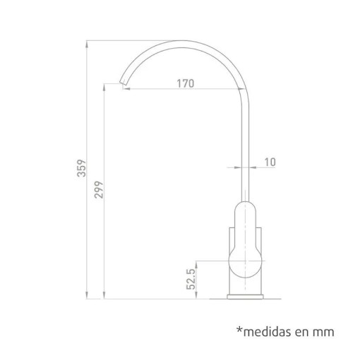 Grifo monomando fregadero con tubo plano curvo serie Atlantic Artic - 5