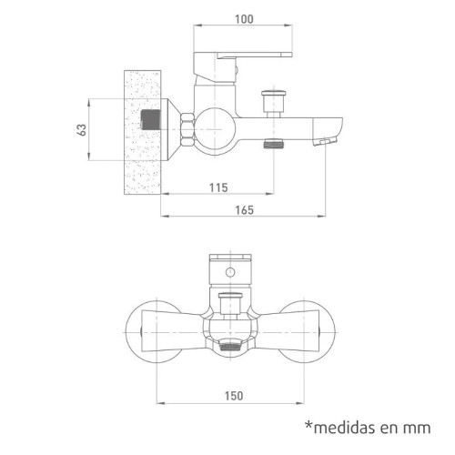 Grifo Monomando Bañera Danubio Black Artic - 6