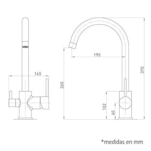 Grifo Fregadero Doble Alto Negro Mate de Cocina Osmosis Artic - 2
