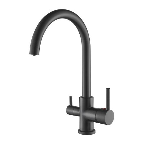 Grifo Fregadero Doble Alto Negro Mate de Cocina Osmosis Artic - 1
