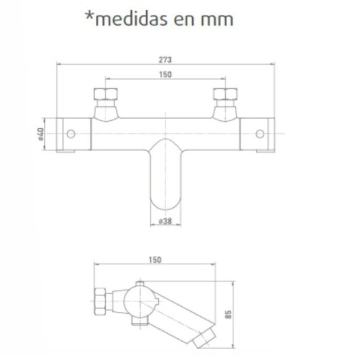 Grifo Termostático Coral Cromado de Bañera Artic - 2