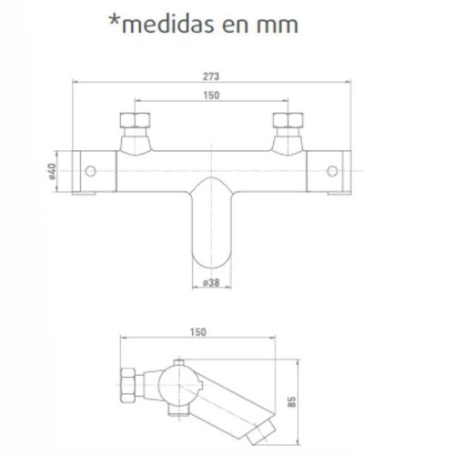 Grifo Termostático Coral Cromado de Bañera Artic - 2