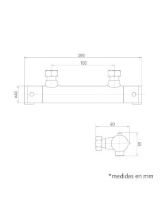 Grifo Coral Cromado Termostático Ducha Artic - 1 2