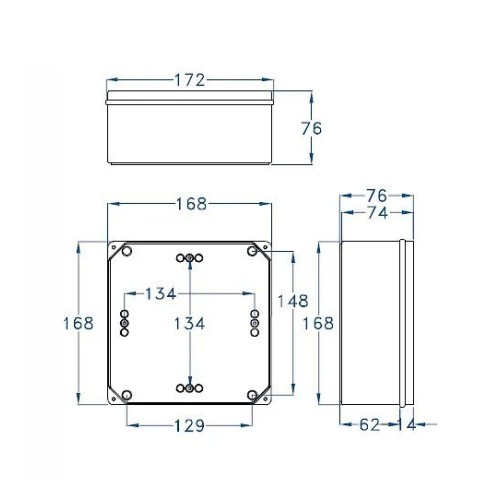 Caja estanca 170x170x75mm IP65 Fenoplástica