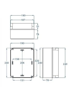 Caja estanca eléctrica IP65 240x190x120mm 2