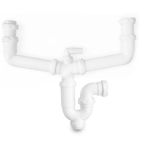 Sifón Doble Curvo Fregadero Toma Lavadora 1 1/2" Artic - 1
