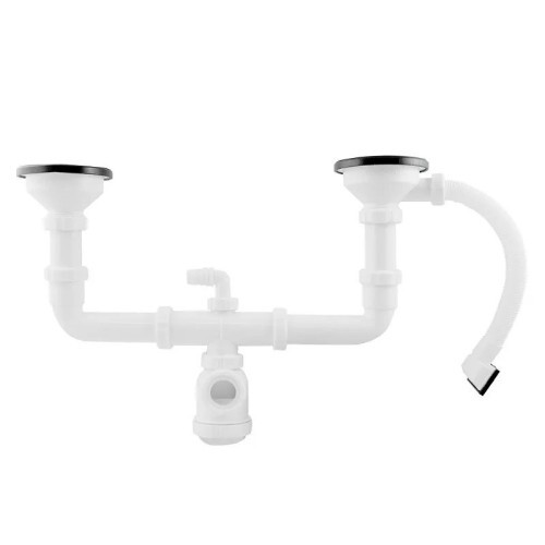 Sifón Doble Fregadero con Válvula y Rebosadero 1 1/2" Artic - 1