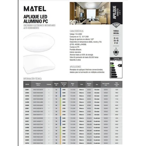 Plafón LED Superficie Matel Cuadrado Blanco 12W Neutra - 3
