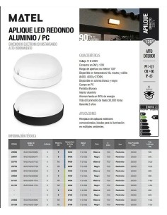Plafón LED Redondo Blanco Exterior IP65 9W (Fría, Neutra) - 1 2