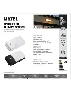 Plafón LED Exterior Matel IP65 Blanco con Sensor 20W Fría - 1 2