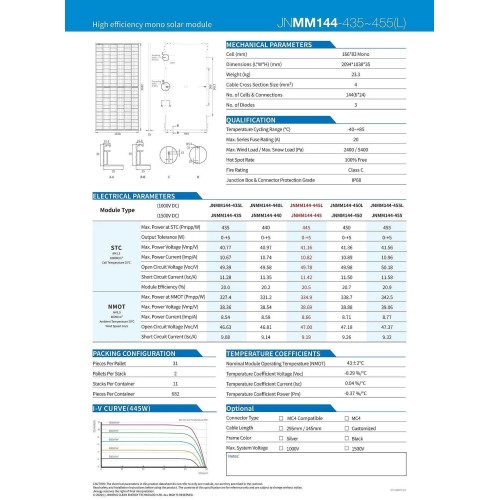 Panel Solar Jinergy 450W 144 Cell Monocristalino Perc - 2