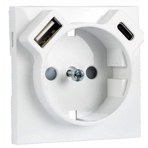 Tapa Enchufe Schuko con USB Blanco Efapel 90630T BR Logus 90 - 1