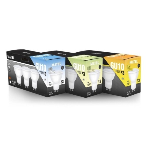 Pack Bombillas LED GU10 Dicroicas 3 unidades 7W Matel - 3