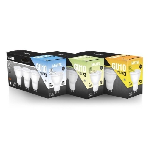 Pack Bombillas LED GU10 Dicroicas 3 unidades 7W Matel - 3 Pack Bombillas LED GU10 Dicroicas 3 unidades 7W Matel - 3