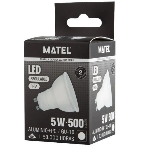 Bombilla LED Dicroica Matel GU10 Regulable 5W 500 lm - 2 Bombilla LED Dicroica Matel GU10 Regulable 5W 500 lm - 2