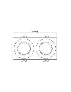 Aro Doble Downlight Rectangular Negro Corte Ø75 mm - 1 2