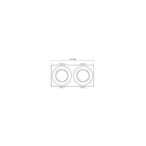 Aro Doble Downlight Rectangular Negro Corte Ø75 mm - 2