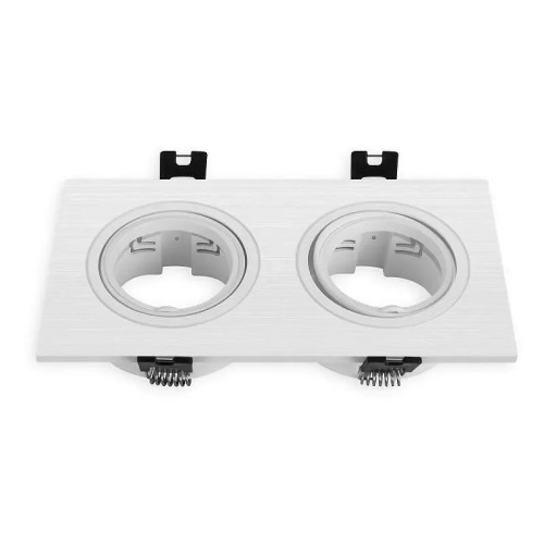 Aro Doble Basculante GU10 Rectangular Blanco Corte Ø75 mm  - 1 Aro Doble Basculante GU10 Rectangular Blanco Corte Ø75 mm  - 1