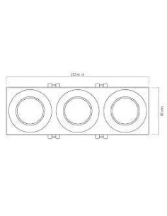 Kit Aro Triple Rectangular Basculante Negro GU10 Corte Ø75mm - 1 2