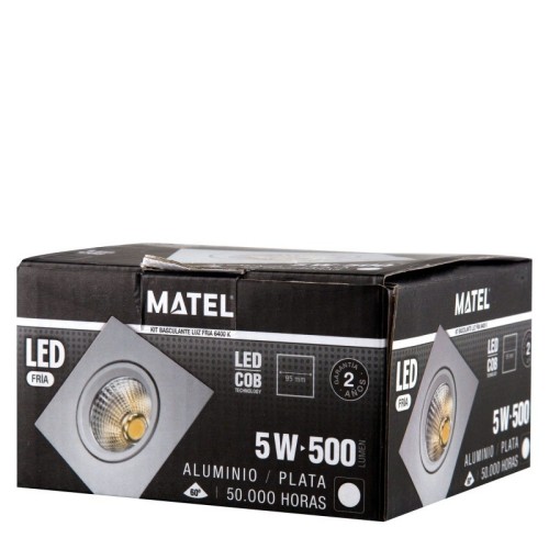 Aro LED Basculante Cuadrado COB Plata 5W Matel - 2