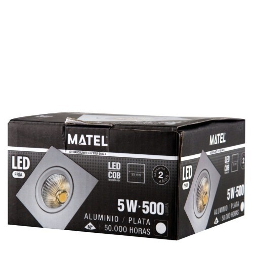 Aro LED Basculante Cuadrado COB Plata 5W Matel - 2 Aro LED Basculante Cuadrado COB Plata 5W Matel - 2