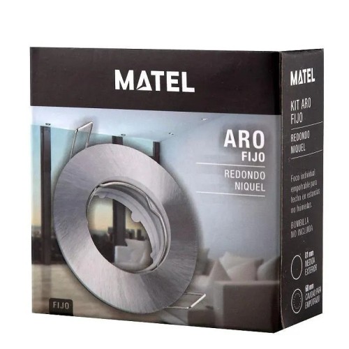 Kit Aro Fijo Empotrable Circular Niquel para GU10 Corte Ø55mm - 2