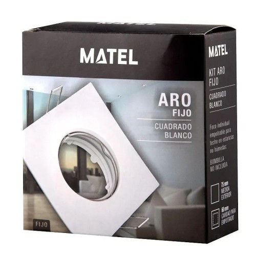 Aro Downlight Cuadrado Fijo Blanco para GU10 Corte Ø55mm - 2 Aro Downlight Cuadrado Fijo Blanco para GU10 Corte Ø55mm - 2