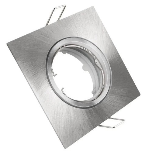 Aro Downlight Fijo Cuadrado Níquel Corte Ø55mm para GU10 - 1