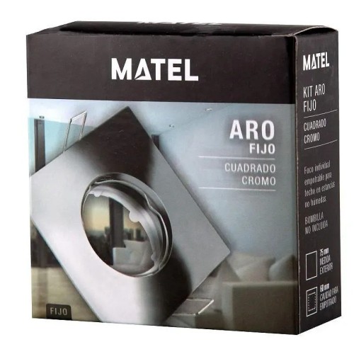 Aro Downlight Fijo Cuadrado Cromado Corte Ø55mm para GU10 - 2
