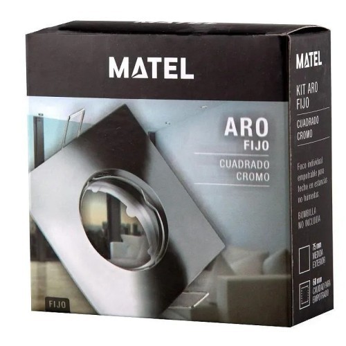 Aro Downlight Fijo Cuadrado Cromado Corte Ø55mm para GU10 - 2
