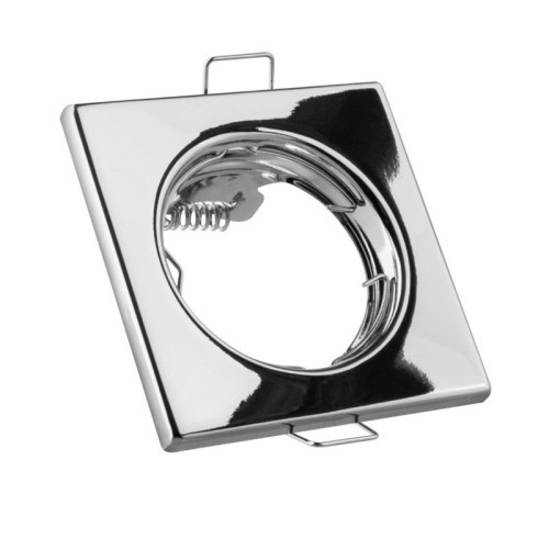 Aro Downlight Fijo Cuadrado Cromado Corte Ø55mm para GU10 - 1