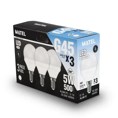 Pack de Bombillas LED E14 Esféricas 5W 3 unidades 5W Matel - 3