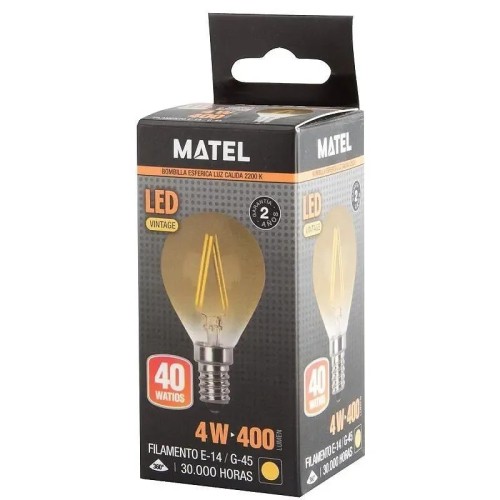 Bombilla LED E14 Filamento Esférica Vintage 4W G45 - 3