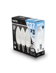 Pack Bombillas LED E14 Vela 3 unidades 5W C37 Matel - 1 2