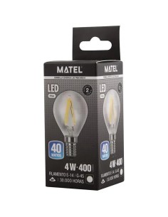 Bombilla Filamento LED E14 4W G45 Clara Matel - 1 2