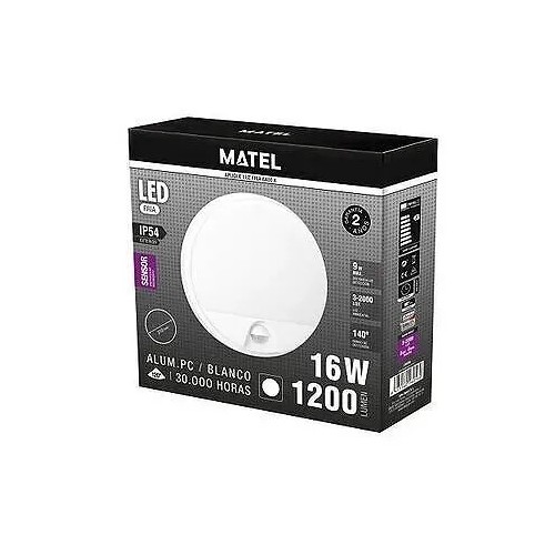 Plafón LED Redondo con Sensor 16W IP54 Matel - 2 Plafón LED Redondo con Sensor 16W IP54 Matel - 2