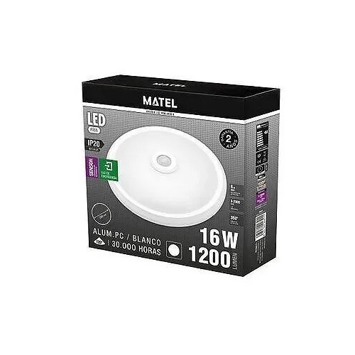 Plafón LED Redondo con Sensor Luz de Emergencia IP20 16W Matel - 2