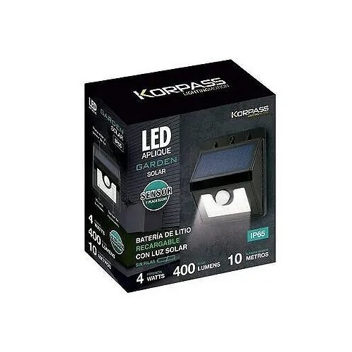 Aplique de Pared Exterior Solar LED Blanco Sensor 4W IP65 Korpass - 2