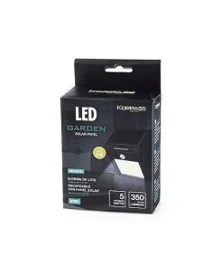 Aplique Solar LED Cob Sensor Negro 5W Korpass - 1 2