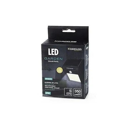 Aplique Solar LED Cob Sensor Negro 5W Korpass - 3