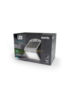 Aplique LED Solar Exterior Negro 4W con Sensor Korpass - 1 2