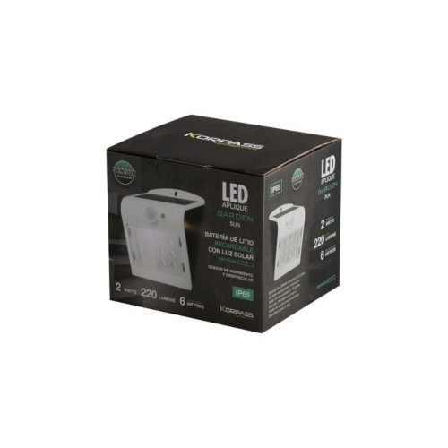 Aplique LED Solar Exterior Korpass Blanco 2W con Sensor - 2 Aplique LED Solar Exterior Korpass Blanco 2W con Sensor - 2