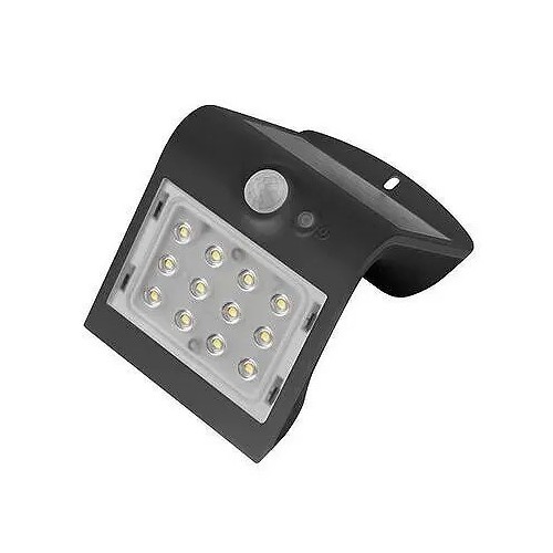 Aplique de Pared LED Solar Negro 2W IP65 con Sensor Korpass - 1