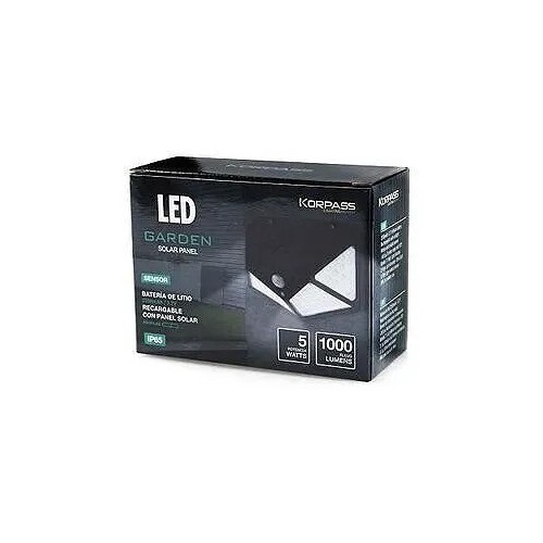 Aplique de Pared Solar LED 5W con Sensor Negro Korpass - 2 Aplique de Pared Solar LED 5W con Sensor Negro Korpass - 2