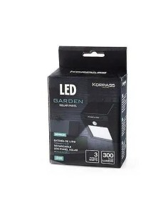 Aplique de Pared LED Exterior Solar 3W con Sensor Negro Korpass - 1 2