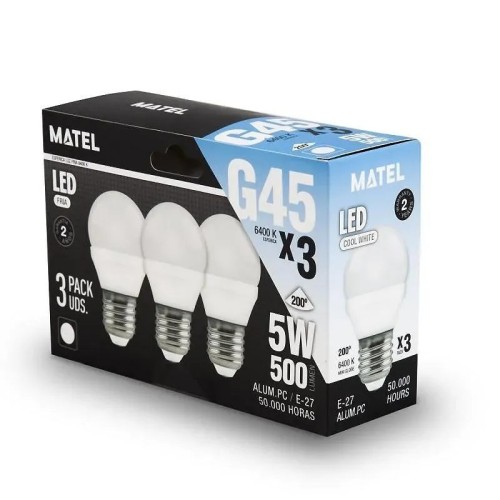 Pack Bombillas LED E27 Esférica 3 Unidades 5W Matel - 3