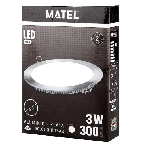 Foco LED empotrable plata 3W circular - 2