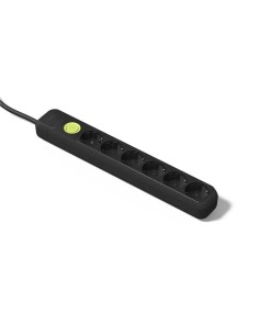 Regleta 6 tomas TT negra con interruptor + 1,5m Famatel 2518N - 1